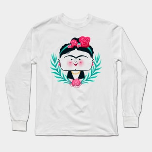 Cute and funny portrait of frida Long Sleeve T-Shirt